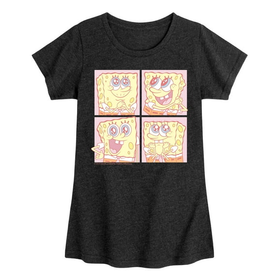 Spongebob Squarepants - Cute Face Grid - Girls Fitted Short Sleeve Graphic T-Shirt
