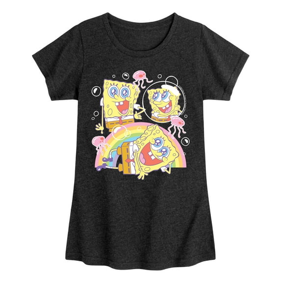 Spongebob Squarepants - Cute Face Rainbow - Girls Fitted Short Sleeve Graphic T-Shirt