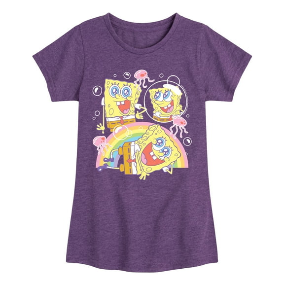Spongebob Squarepants - Cute Face Rainbow - Girls Fitted Short Sleeve Graphic T-Shirt