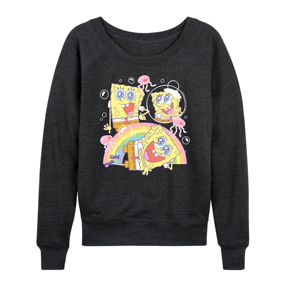 Spongebob Squarepants - Cute Face Rainbow - Women's French Terry Long Sleeve Shirt