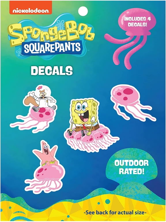 Spongebob Squarepants Decals- Set of 4 Spongebob, Patrick Star, Sandy Cheeks, Jellyfish Stickers for Kids and Adults - Vinyl Decals for Laptop, Tumbler, Water Bottle, Vehicles