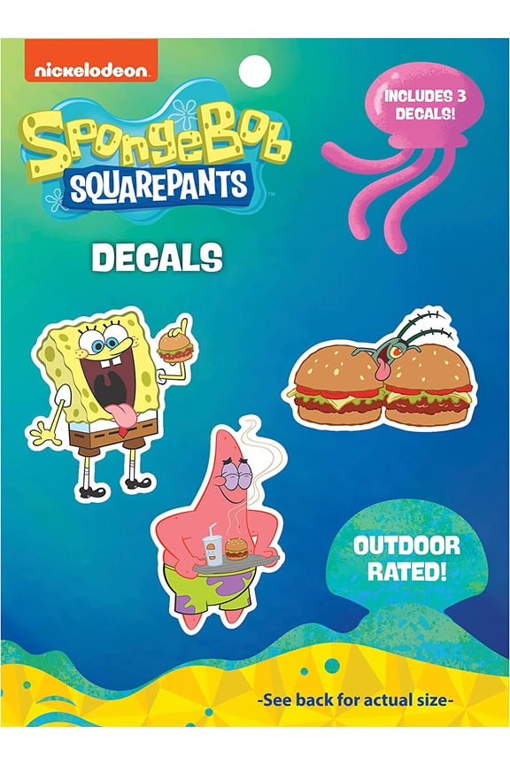 Spongebob Squarepants Decals- Set of 3 Spongebob, Patrick Star, Krabby Patty Stickers for Kids and Adults by Decalcomania