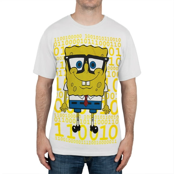 Spongebob Squarepants - Digital Nerdy Spongebob T-Shirt - 2X-Large