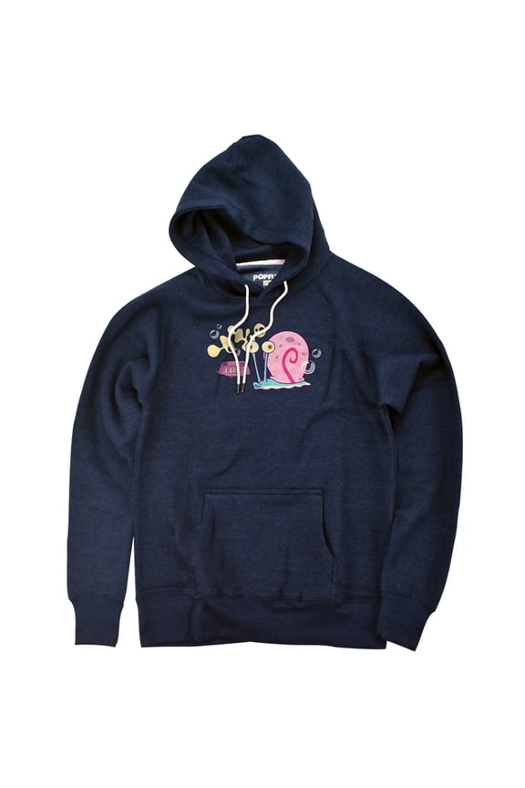 Gary The Snail Unisex Adult Slim Fit Pull-Over Heather Hoodie, Navy, Medium