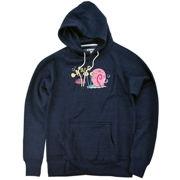 Spongebob Squarepants Gary The Snail Unisex Adult Slim Fit Pull-Over Heather Hoodie, Navy, Medium