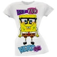 thumbnail image 1 of Spongebob Squarepants - Get Yer Nerd On White Juniors T-Shirt - X-Large, 1 of 1