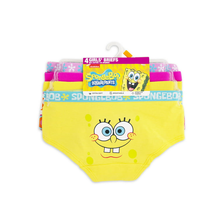 Spongebob Squarepants Girls Stretch Hipster Briefs Underwear, 4-Pack Sizes  6-10