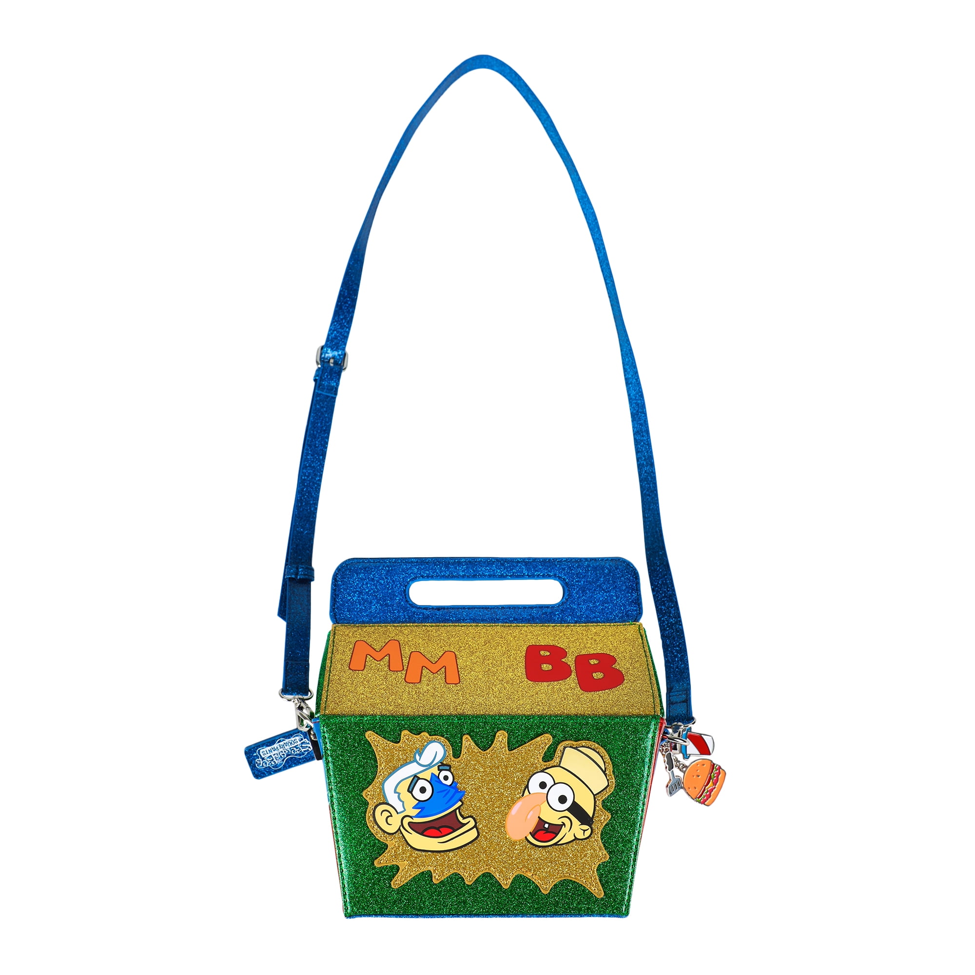 Spongebob Squarepants Glitter Kids Meal Box With Adjustable Strap and Three Metal Charms