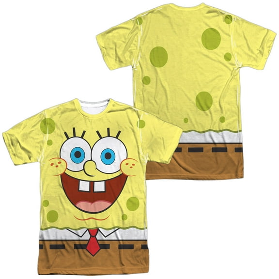 Spongebob Squarepants Goofy Face Unisex Adult Sublimated Halloween Costume T Shirt (2X-Large) White (Front/Back)