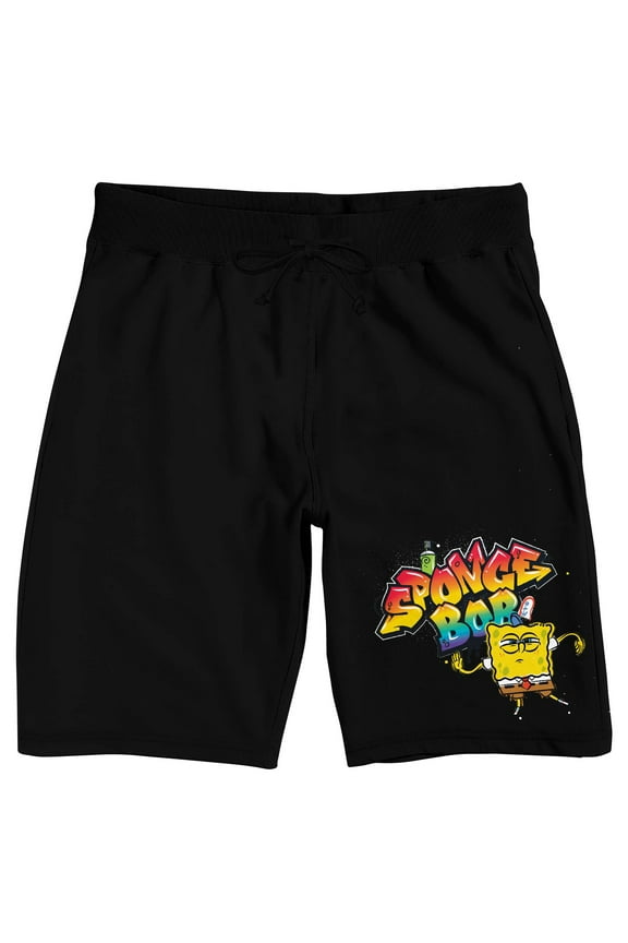 Spongebob Squarepants Graffiti Men's Black Sleep Pajama Shorts -XXL