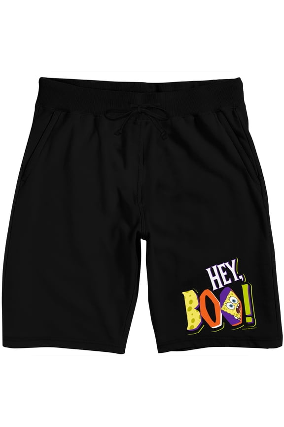 Spongebob Squarepants Halloween "Hey, Boo!" Men's Black Lounge Shorts-Small