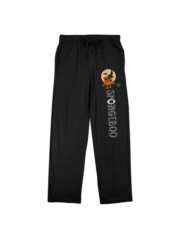 Spongebob Squarepants Halloween Spongeboo Men's Black Sleep Pajama Pants-Large