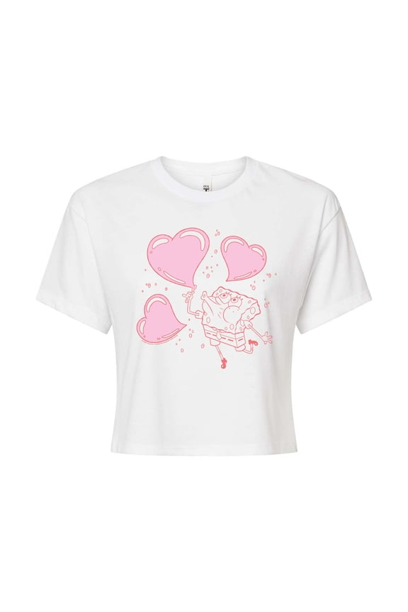 - Heart Bubbles - Juniors Cropped Graphic T-Shirt