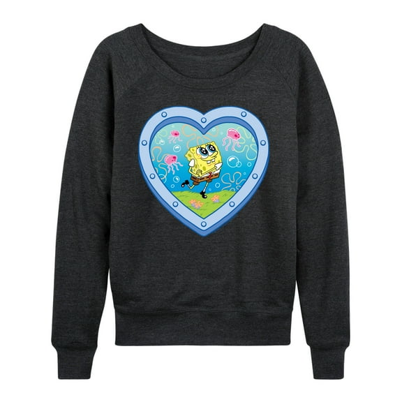 Spongebob Squarepants - Heart Porthole Window - Women's French Terry Long Sleeve Shirt