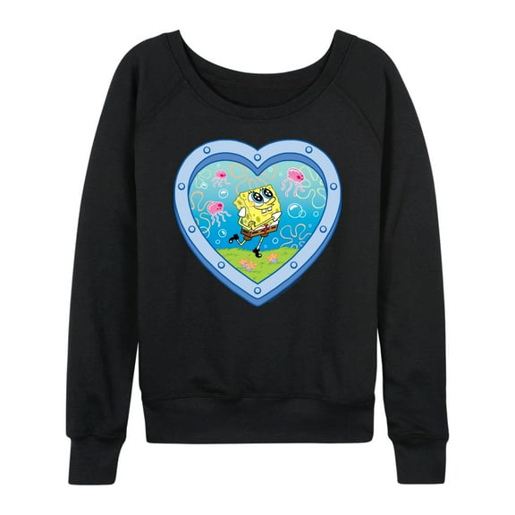 Spongebob Squarepants - Heart Porthole Window - Women's French Terry Long Sleeve Shirt