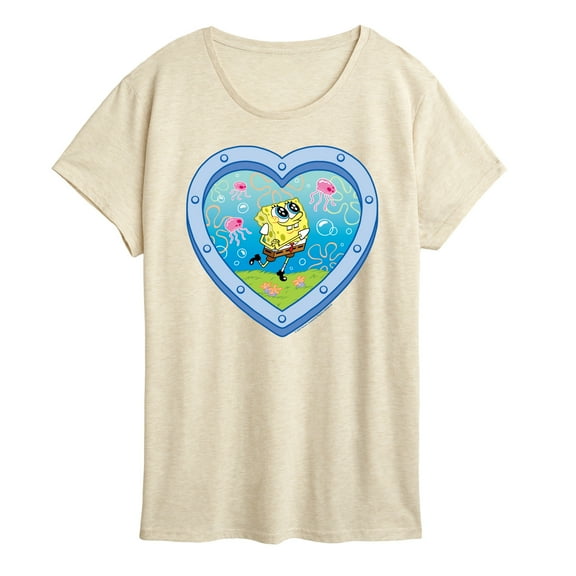 Spongebob Squarepants - Heart Porthole Window - Women's Short Sleeve Graphic T-Shirt