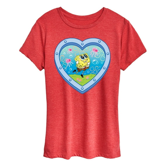 Spongebob Squarepants - Heart Porthole Window - Women's Short Sleeve Graphic T-Shirt