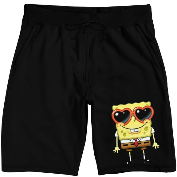 Spongebob Squarepants Heart-Shaped Sunglasses Adult Black Sleep Pajama Shorts-Large