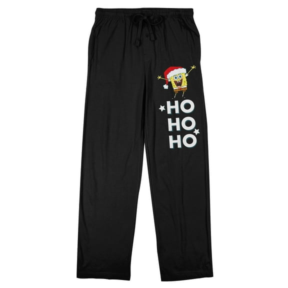 Spongebob Squarepants Ho Ho Ho Men's Black Sleep Pants-Large