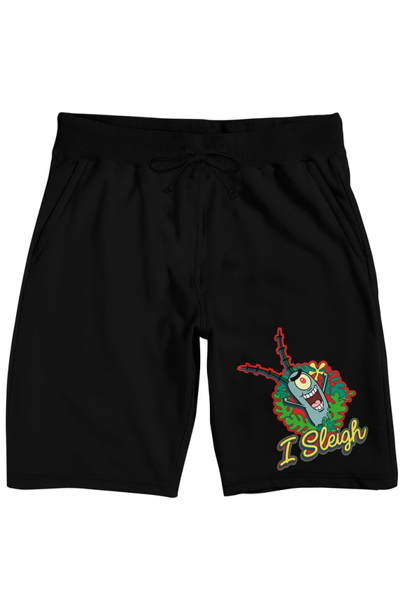 Spongebob Squarepants I Sleigh Men's Black Sleep Pajama Shorts-Medium