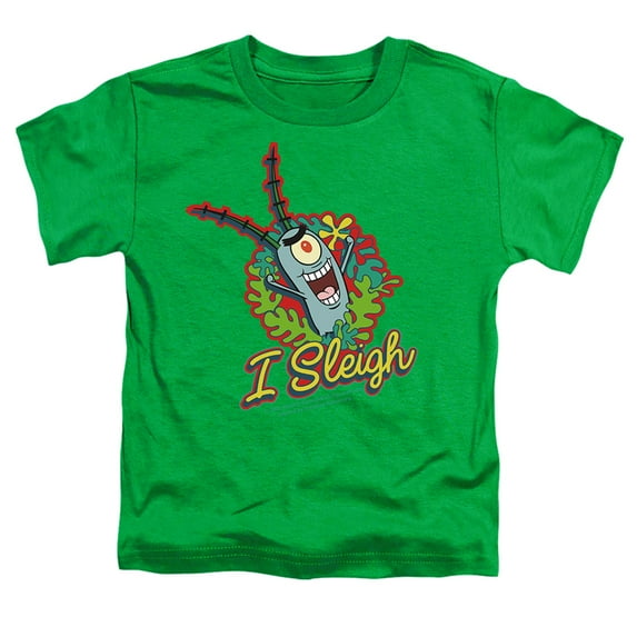 Spongebob Squarepants I Sleigh, Plankton Christmas Wreath Kids T Shirt for Youth Toddler Boys and Girls