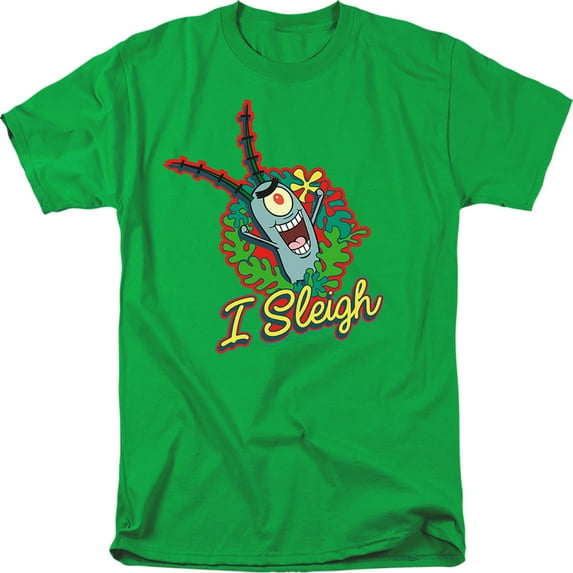 Spongebob Squarepants I Sleigh, Plankton Christmas Wreath Unisex Adult T Shirt