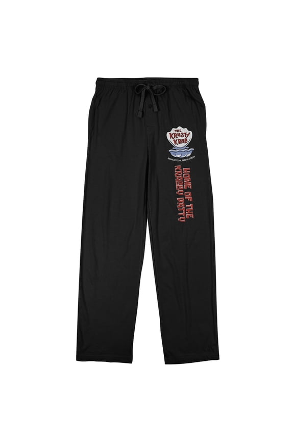 Spongebob Squarepants Krusty Krab Sign Men's Black Graphic Sleep Pajama Pants-XX-Large