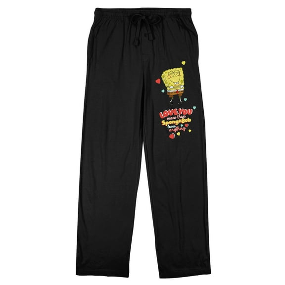 Spongebob Squarepants "Love You More Than Spongebob Loves Anything" Men's Black Sleep Pajama Pants-Small