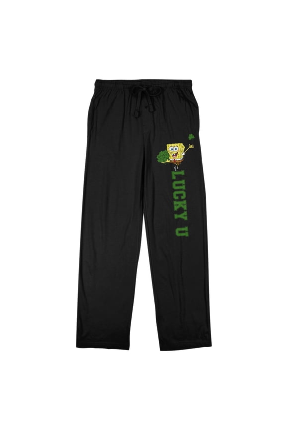 Spongebob Squarepants Lucky U Men's Black Sleep Pants-XL
