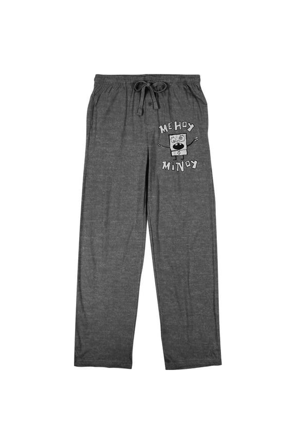 Spongebob Squarepants Me Hoy Minoy Dooblebob Spongebob Men's Charcoal Heather Sleep Pajama Pants-Large