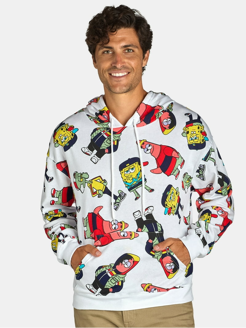 SpongeBob SquarePants Men's Graphic Pullover Hoodie White, Sizes S