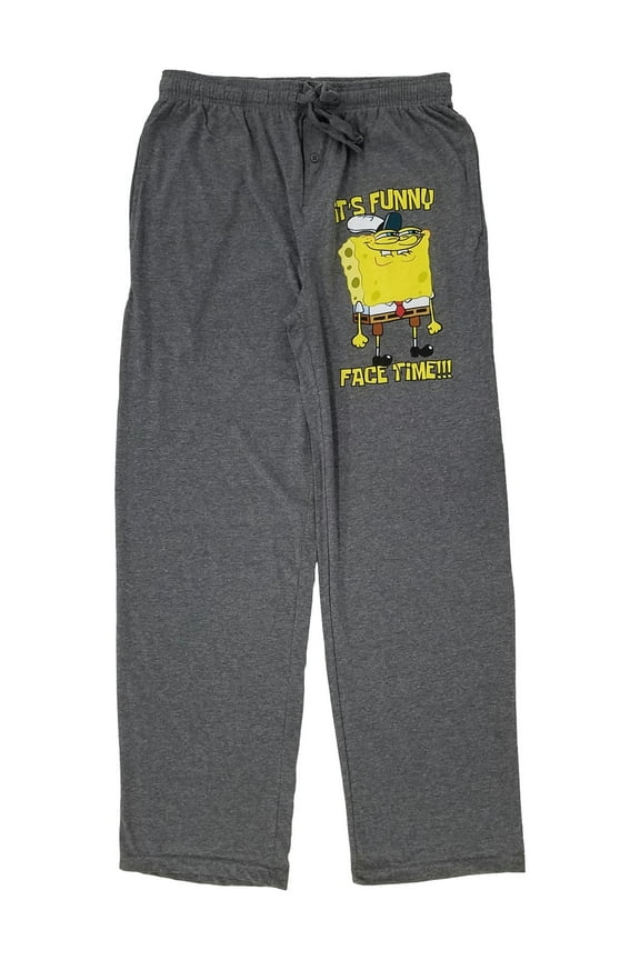 Mens Gray Funny Face Time Sleep Pants Pajama Bottoms XL