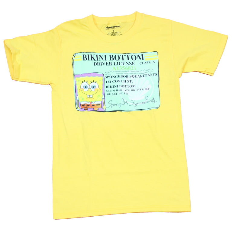 Mens - Squarepants (Small) Bikini Spongebob Driver Image License Bottom T-Shirt