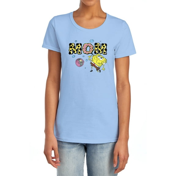 Spongebob Squarepants Mother's Day Mom Bubbles Women's T Shirt, Light Blue, Medium