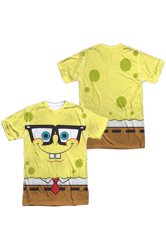 Nerd Face Unisex Adult Sublimated Halloween Costume T Shirt (X-Large) White (Front/Back)