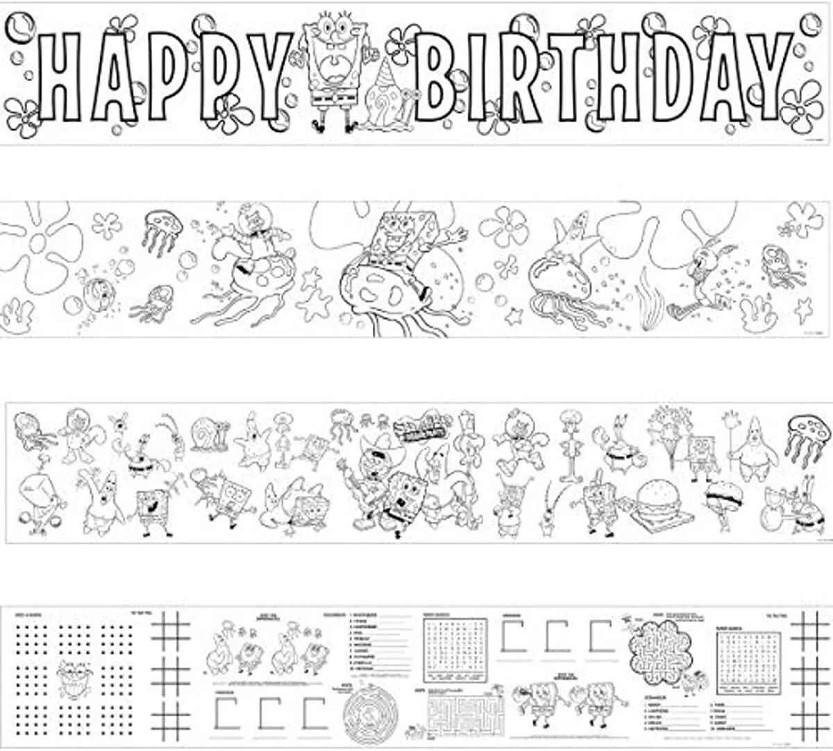Spongebob Squarepants Nickelodeon Birthday Party Decoration Coloring Banners