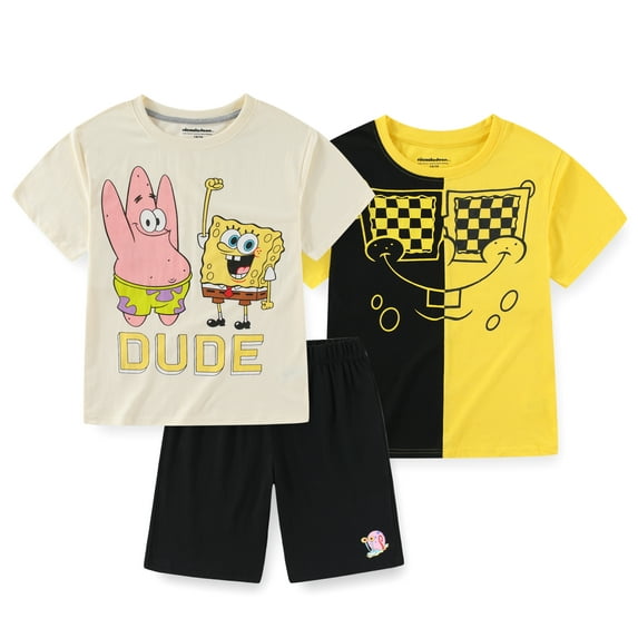 Spongebob Squarepants Nickelodeon Short Sleeve T-Shirt and Shorts Set (Boys), 3 Piece Set, Sizes 8-16