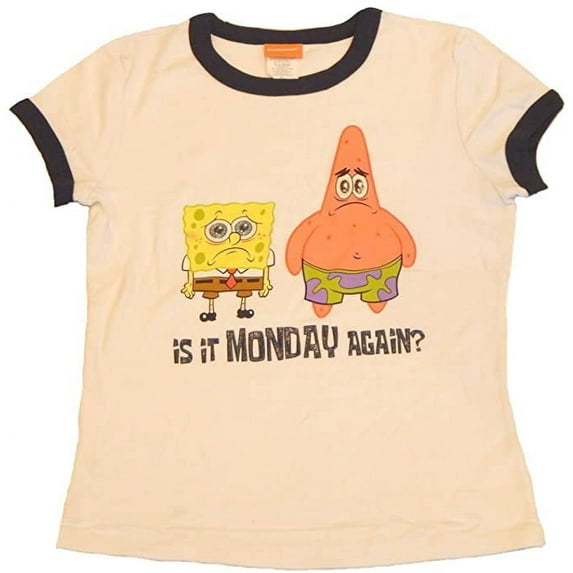 Spongebob Squarepants Patrick Is It MONDAY AGAIN? Kids White T-Shirt (Size XL X-Large 18)