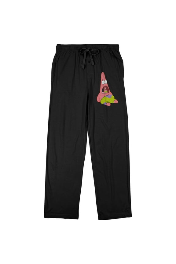 Spongebob Squarepants Patrick the Starfish Men's Black Graphic Sleep Pajama Pants-Medium