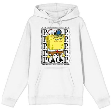 Spongebob Squarepants People Order Our Patties Crew Neck Long Sleeve Adult White Sweatshirt -Medium