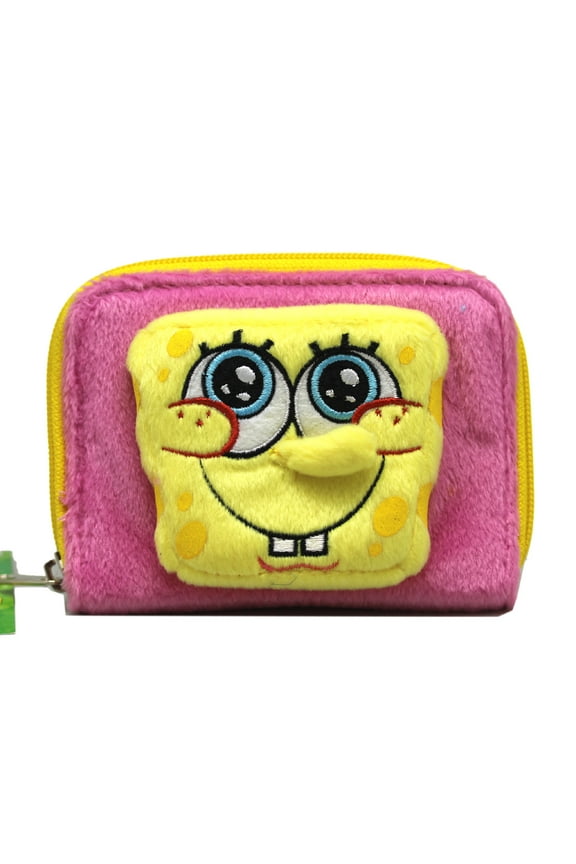 Spongebob Squarepants Plush Face Pink/Yellow Kids Accordion Wallet