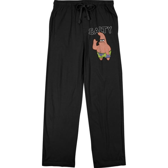 Spongebob Squarepants Salty Patrick Men's Black Sleep Pajama Pants-Small