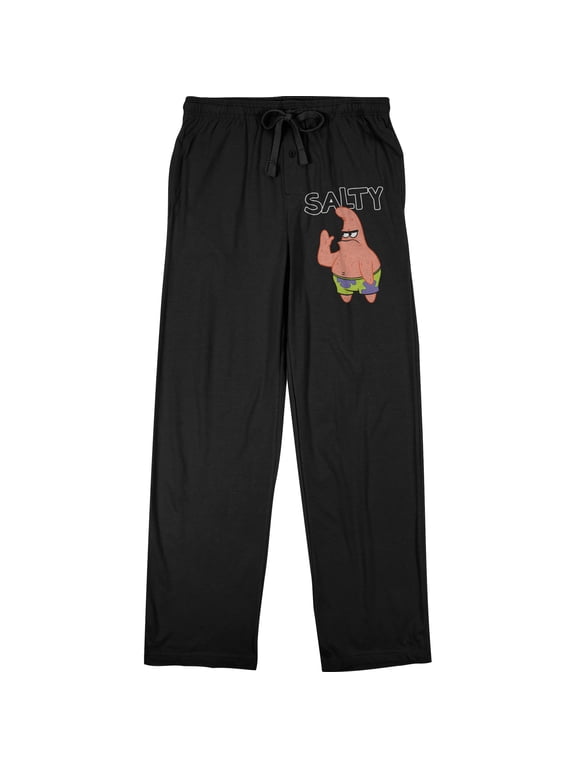 Spongebob Squarepants Salty Patrick Men's Black Sleep Pajama Pants-XL
