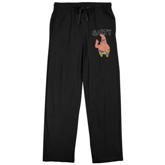 Spongebob Squarepants Salty Patrick the Starfish Men's Black Sleep Pajama Pants-Medium