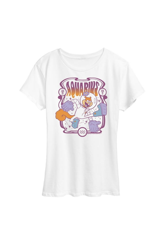- Sandy Cheeks Aquarius Astrology - Women's Short Sleeve Graphic T-Shirt
