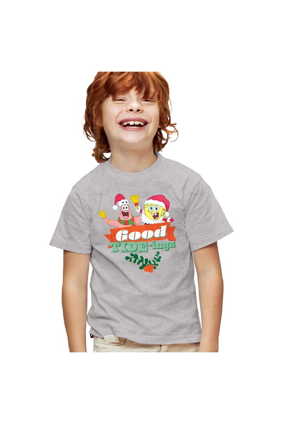 Santa And Patrick, Christmas Good Tide-Ings Kids T Shirtfor Youth Toddler Boys and Girls