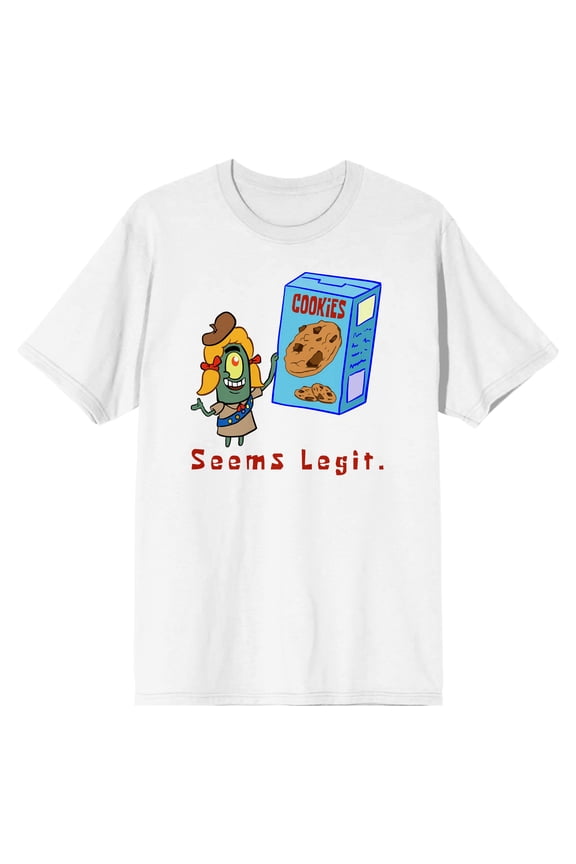 Spongebob Squarepants Seems Legit Men's White Graphic Tee-XL