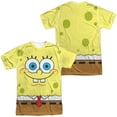 thumbnail image 1 of Spongebob Squarepants Smiling Face Unisex Adult Sublimated Halloween Costume T Shirt (Medium) White (Front/Back), 1 of 2