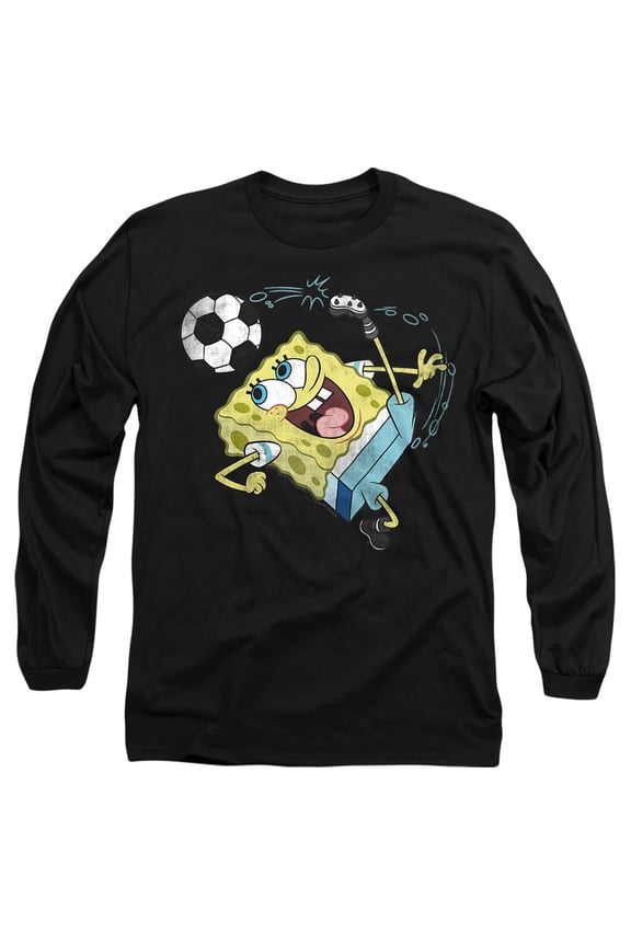 Soccer Kick Unisex Adult Long-Sleeve T Shirt, Black, Small
