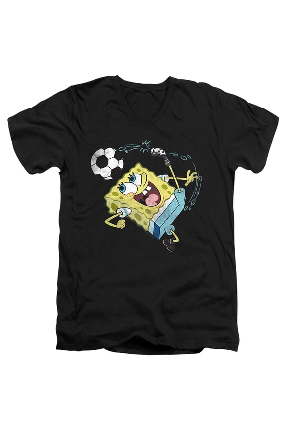 Soccer Kick Unisex Adult V-Neck T Shirt (Large) Black